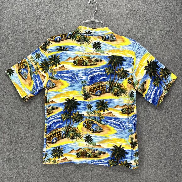 Liquid Hawaiian Shirt Junior Medium 10 12 Blue Yellow Cruise Surfboard beach - Picture 2 of 14
